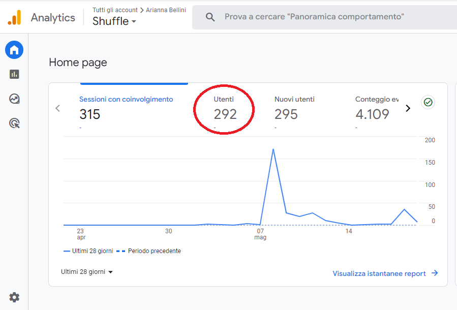 visualizzazioni del sito google analytics